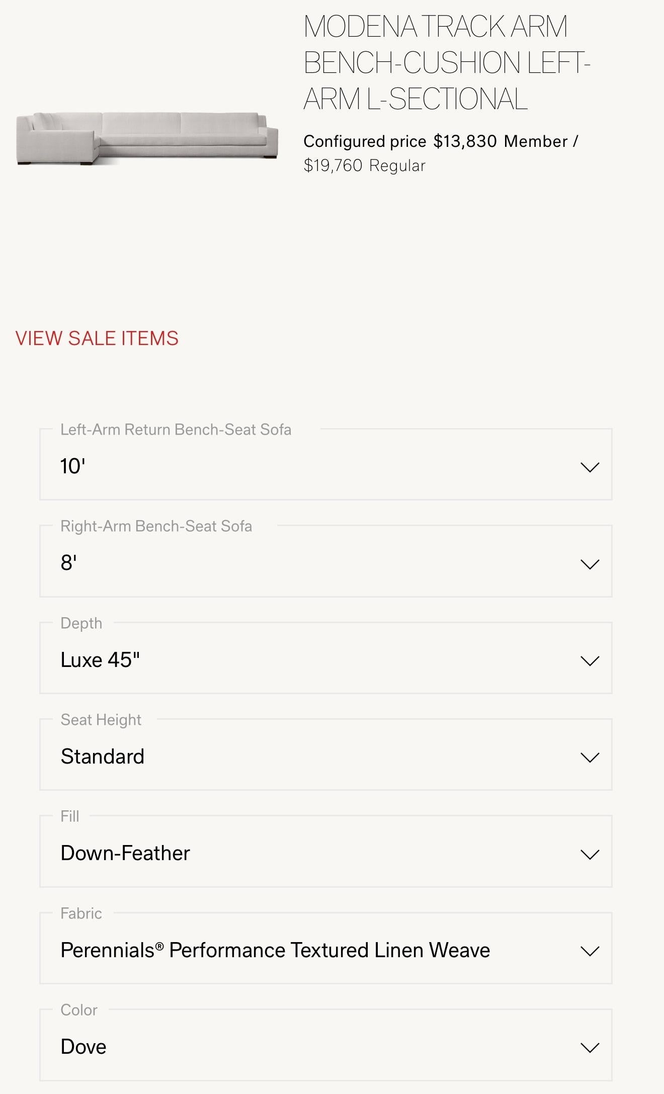 Restoration Hardware Modena Sectional