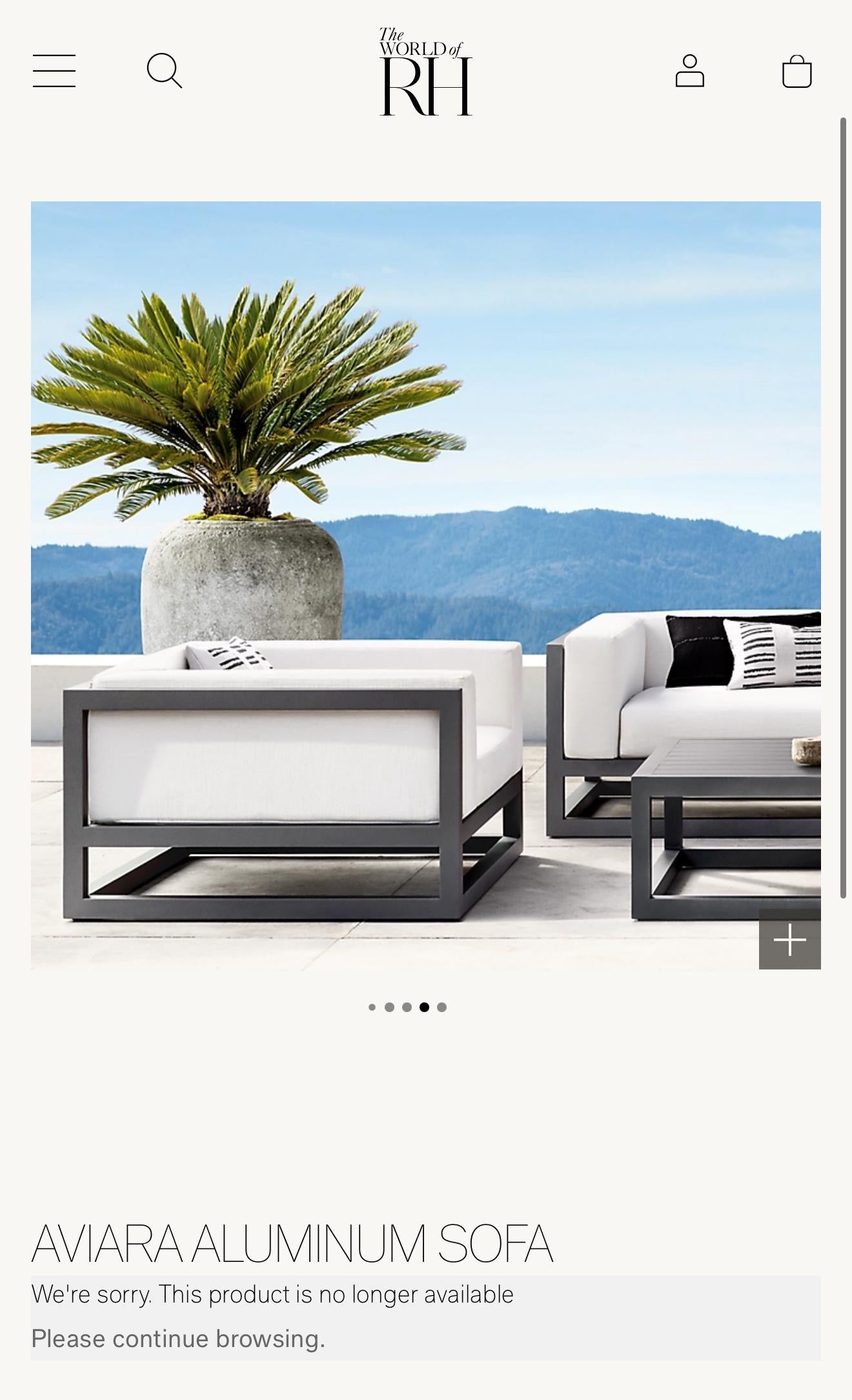 Restoration Hardware Aviara Aluminum Outdoor Sofa, Chair, and Table