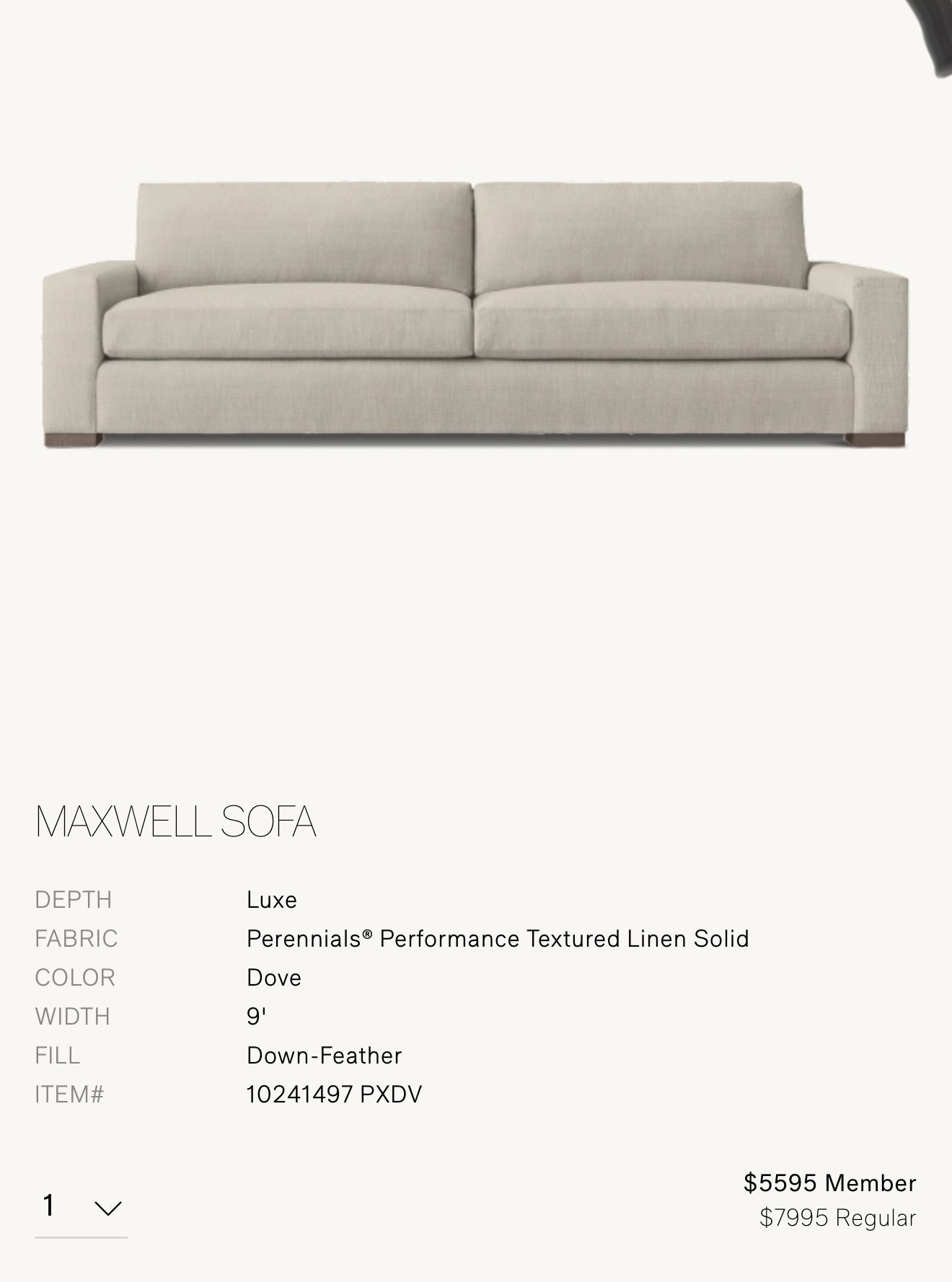 Restoration Hardware Luxe Maxwell Sofa and Chairs