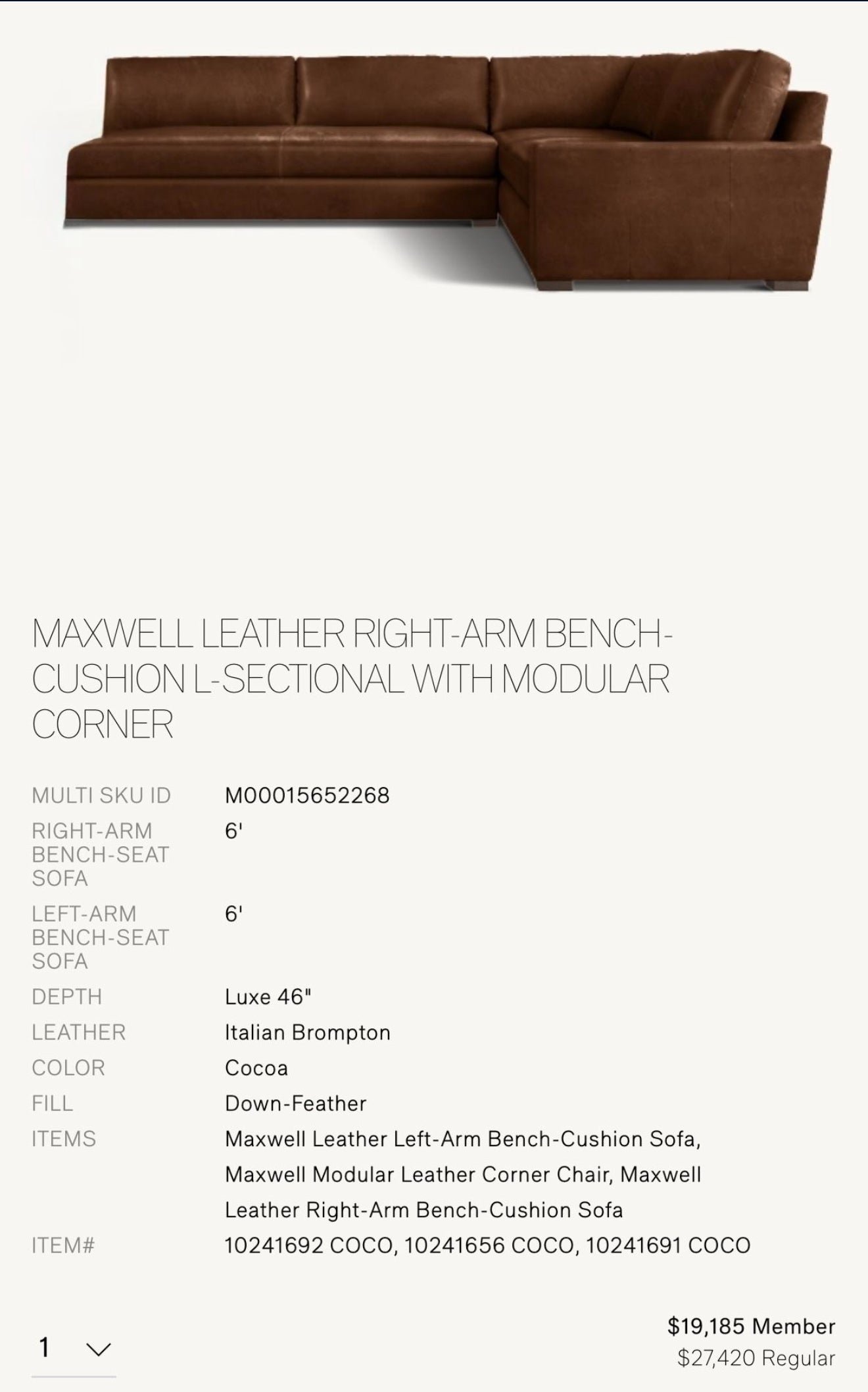 Restoration Hardware Leather Maxwell