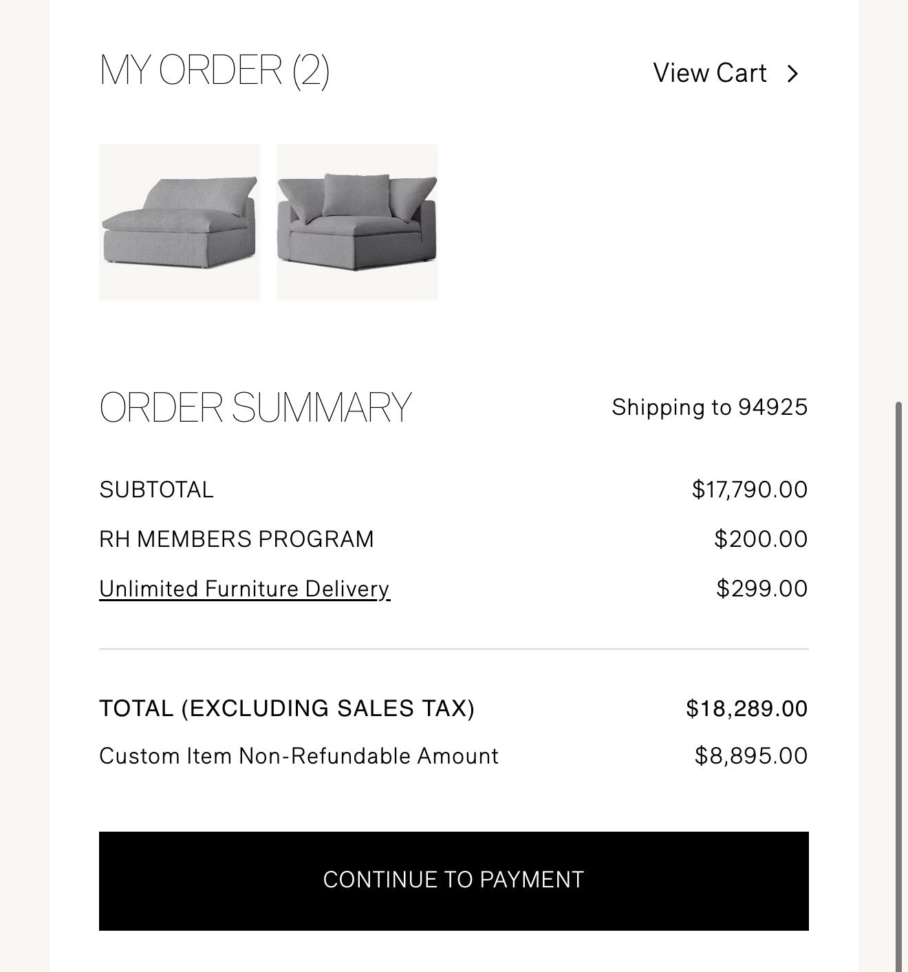 Restoration Hardware Cloud Couch