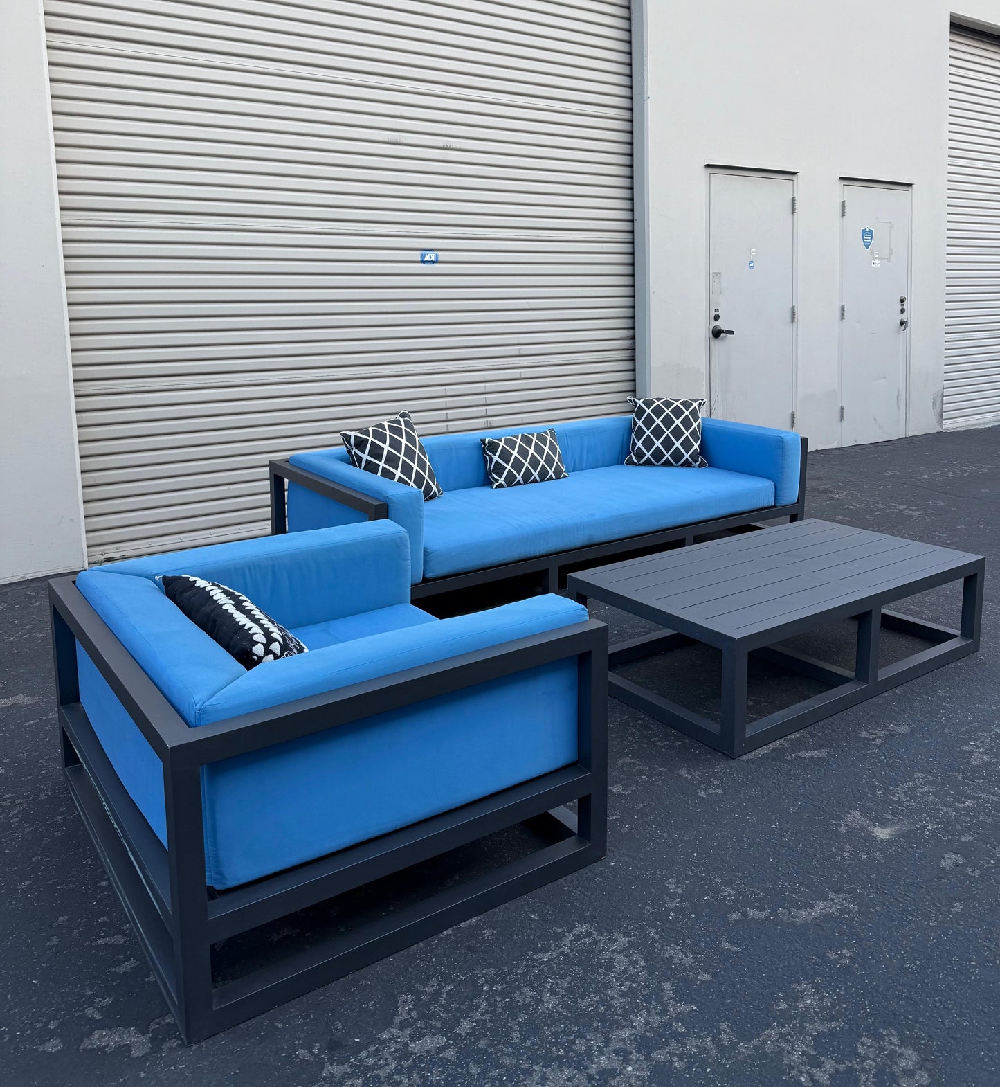 Restoration Hardware Aviara Aluminum Outdoor Sofa, Chair, and Table