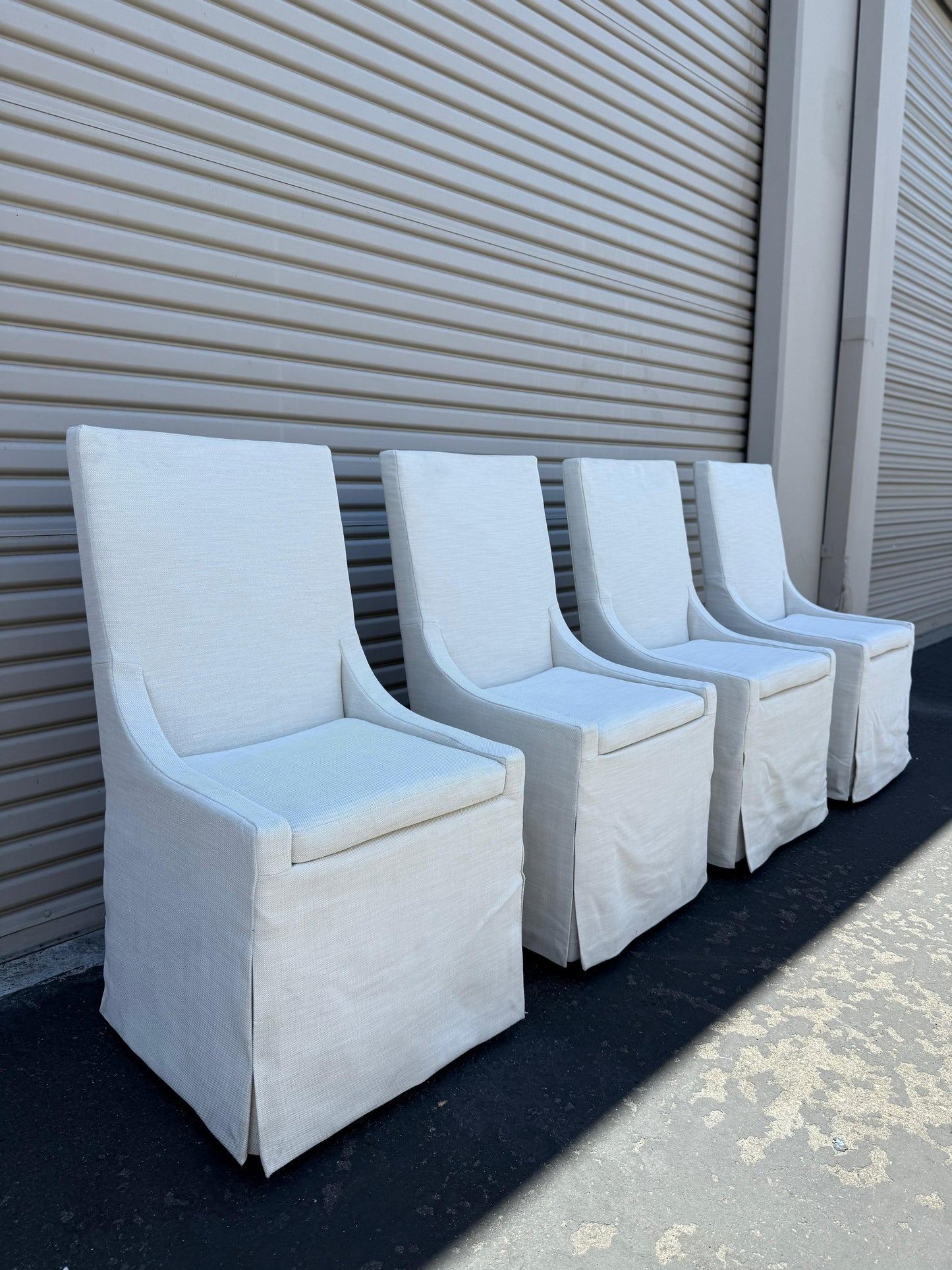 Restoration Hardware Slipcovers Slope Arm Rolling Dining Chairs