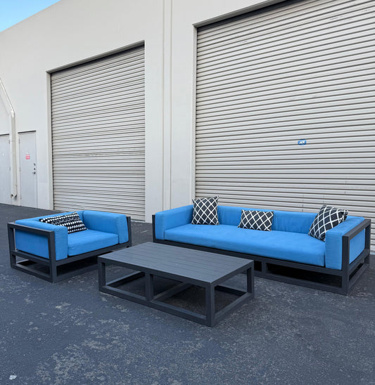 Restoration Hardware Aviara Aluminum Outdoor Sofa, Chair, and Table