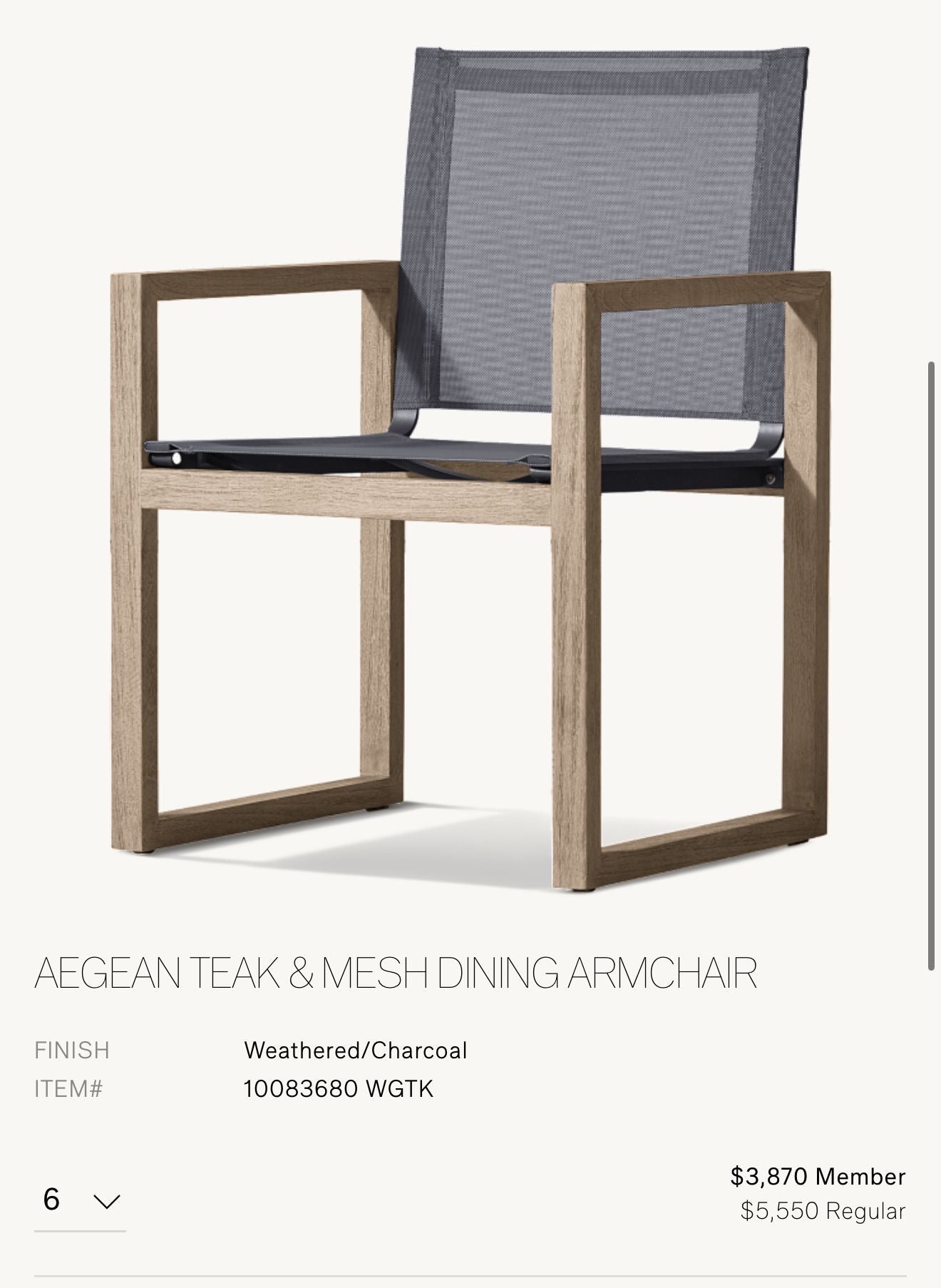 Restoration Hardware Dinning chairs and Table