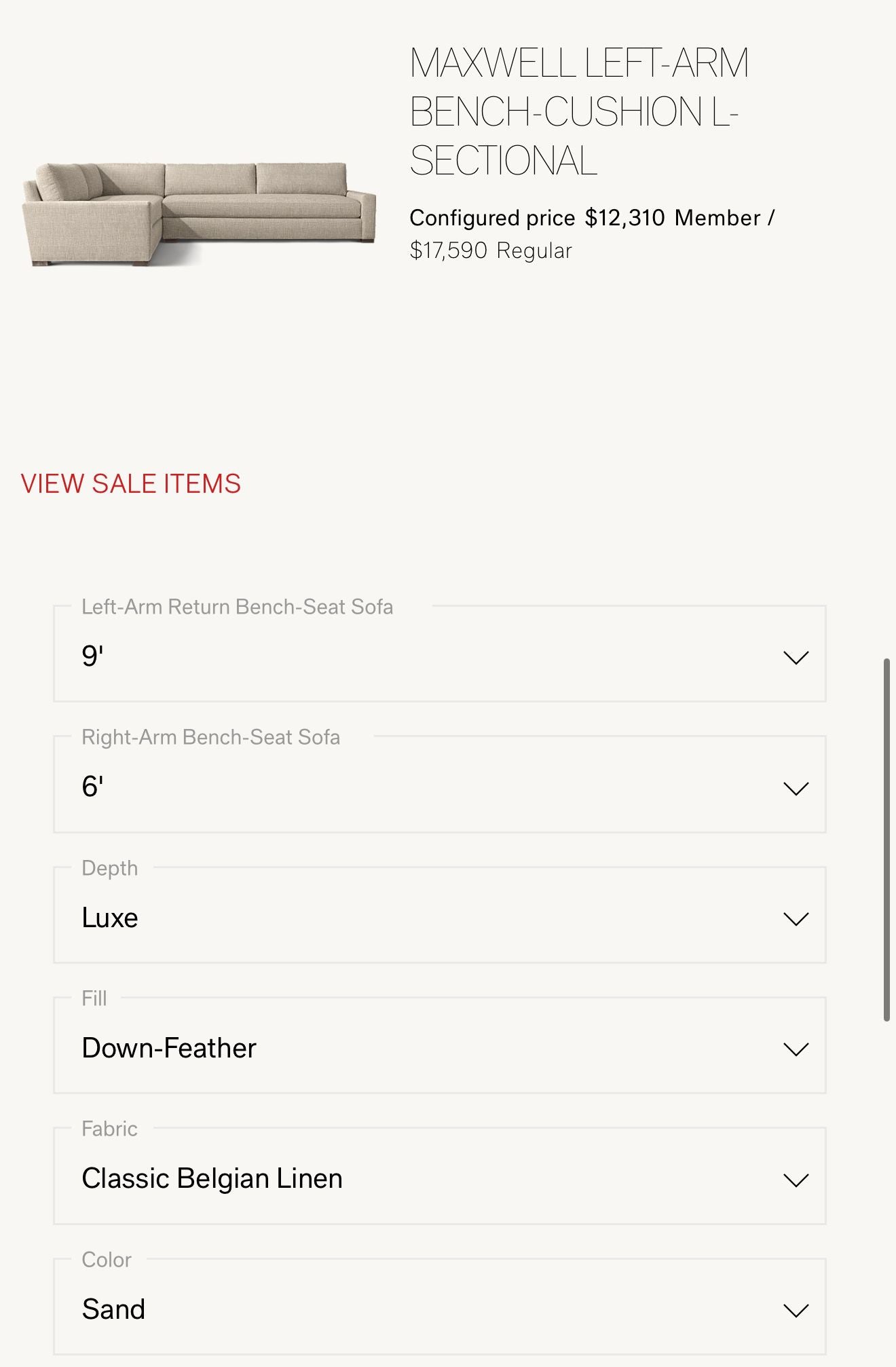 Restoration Hardware Maxwell Sectional