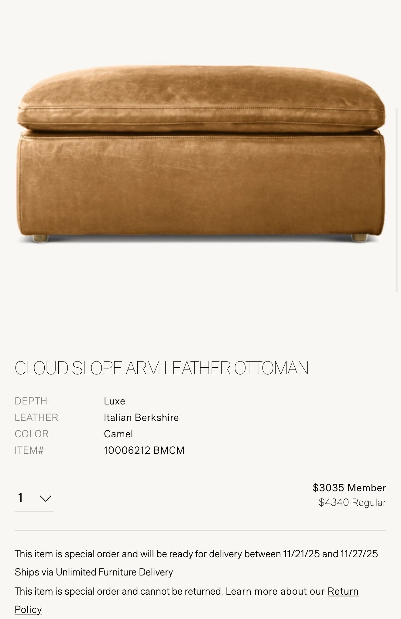 Restoration Hardware Cloud Couch
