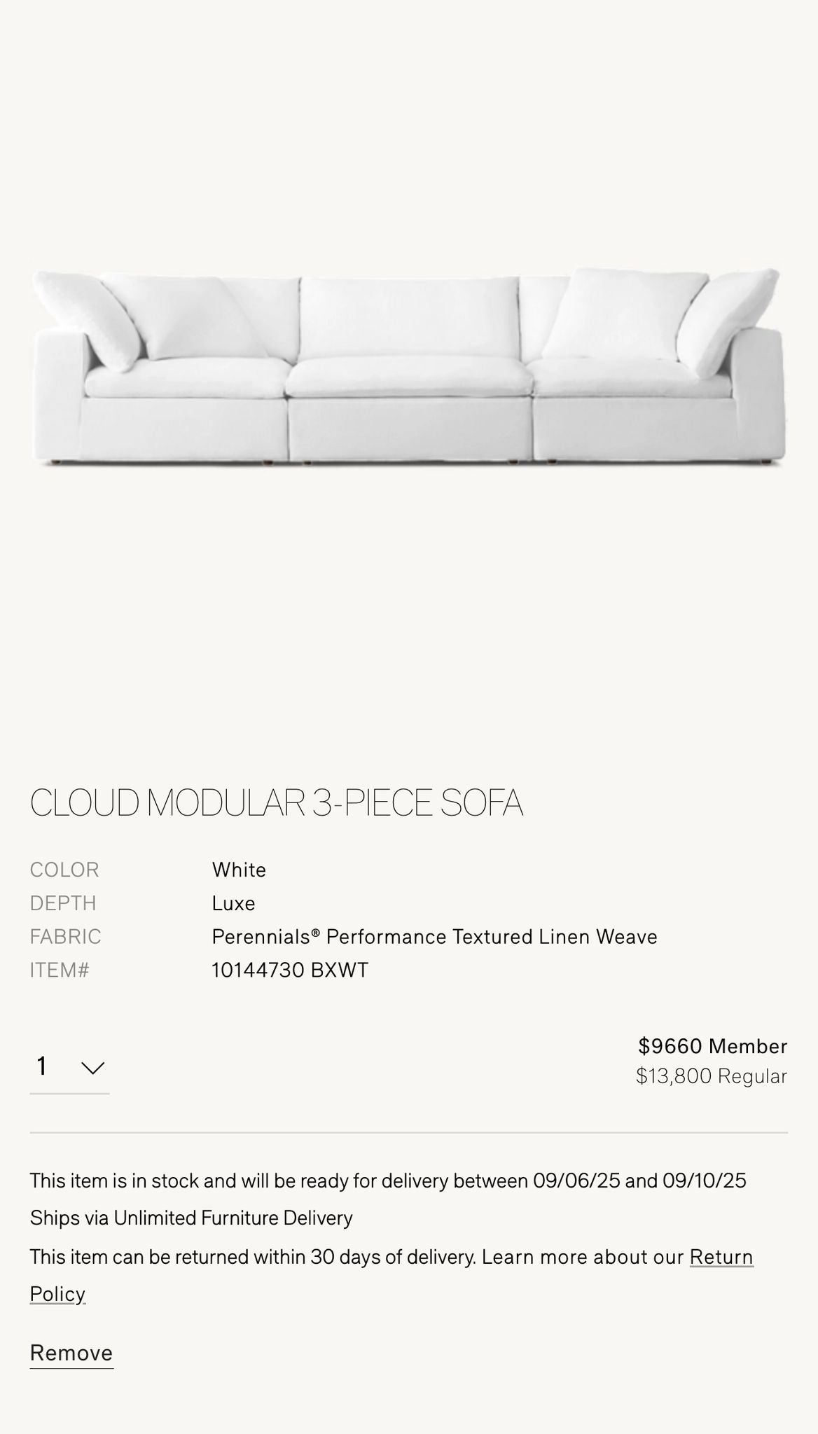 Restoration Hardware Cloud Couch