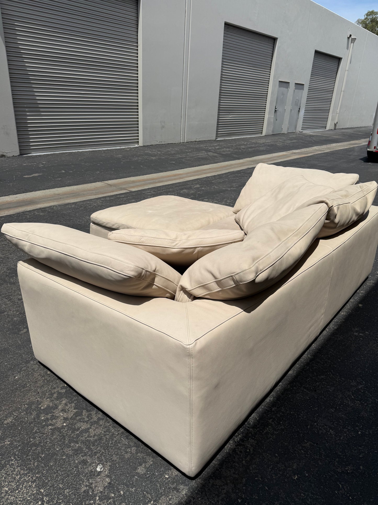 RH Cloud Leather Couch and Ottoman