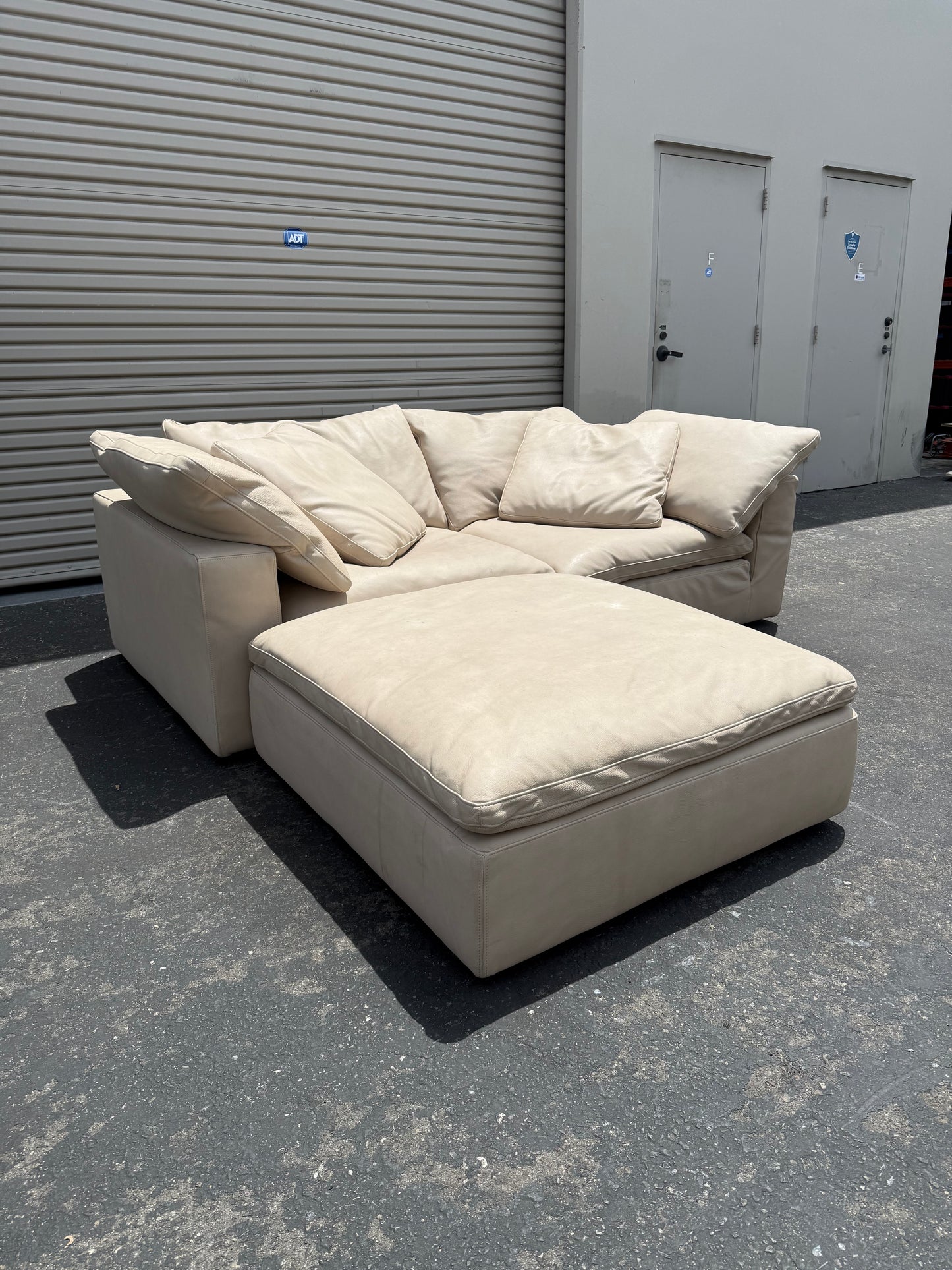 RH Cloud Leather Couch and Ottoman