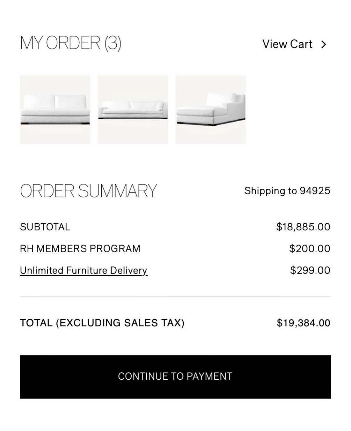 Massive Restoration Hardware Modena Sectional