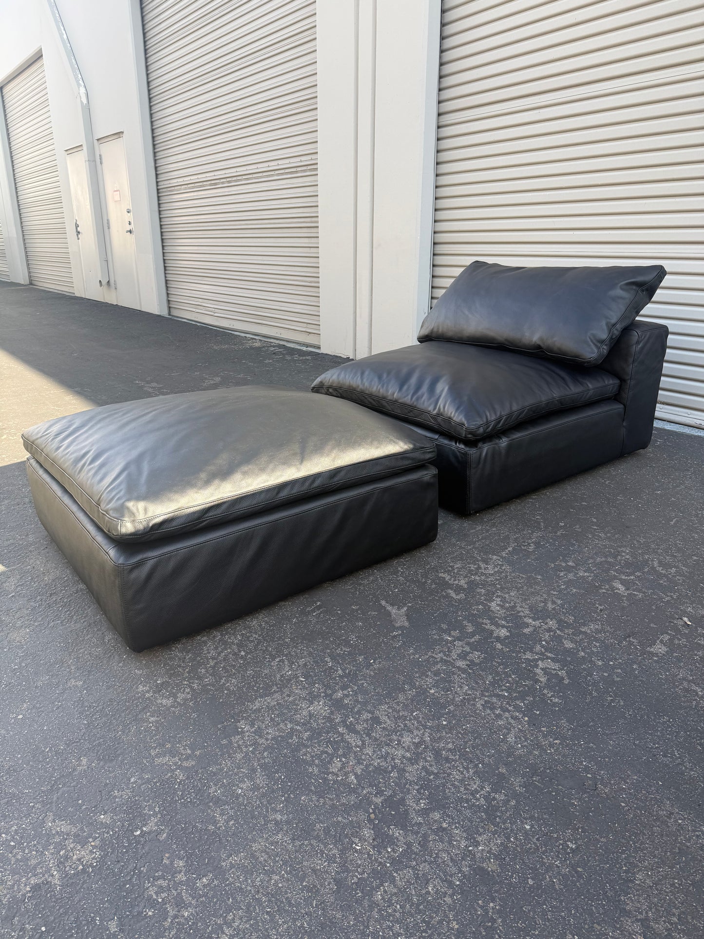 RH Leather Chair & Ottman