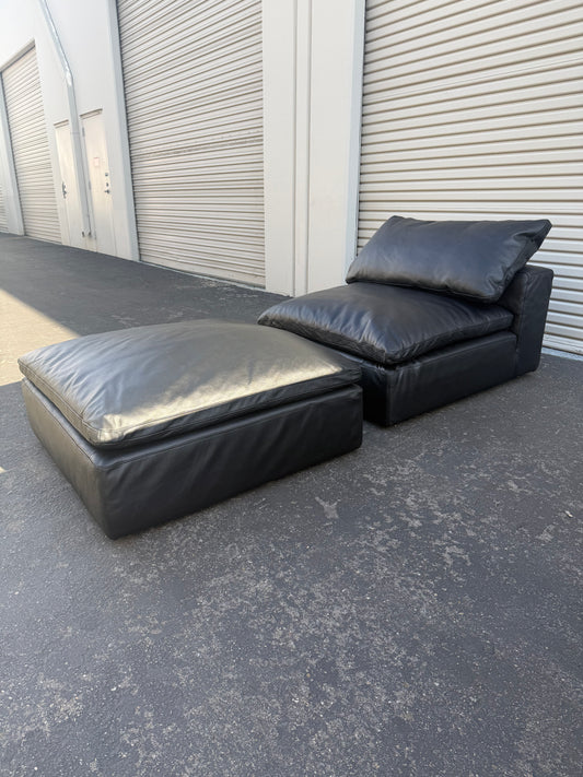 RH Leather Chair & Ottman