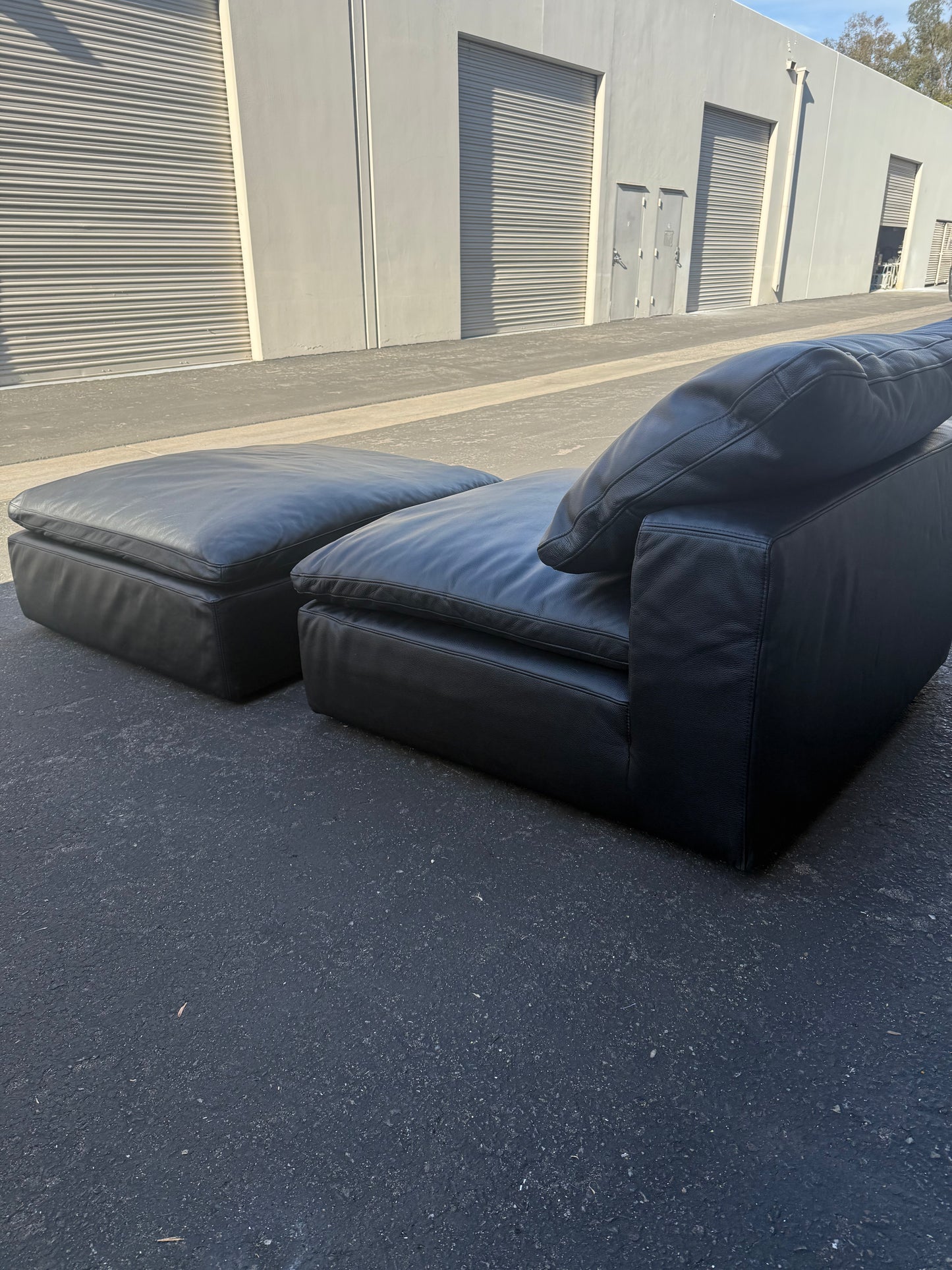 RH Leather Chair & Ottman