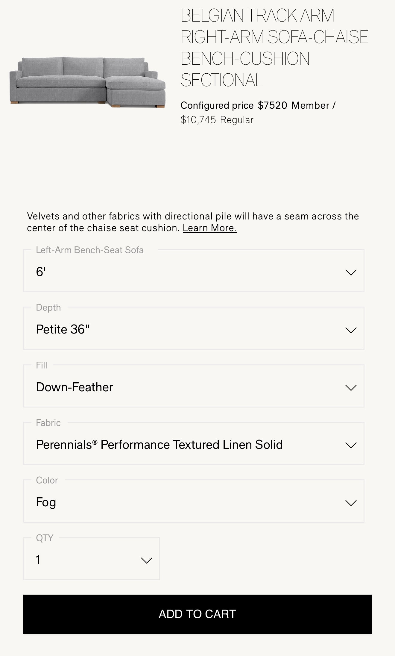 Restoration Hardware Track Arm