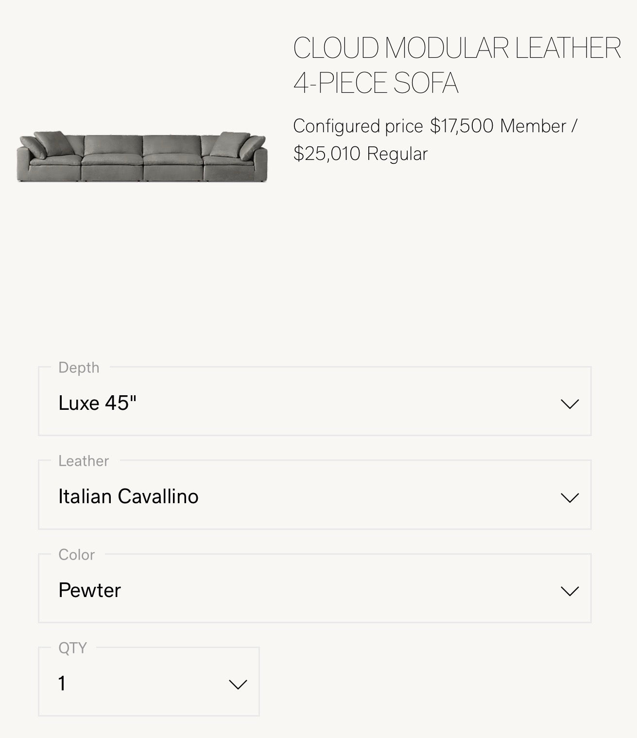 Restoration hardware Leather Cloud Set