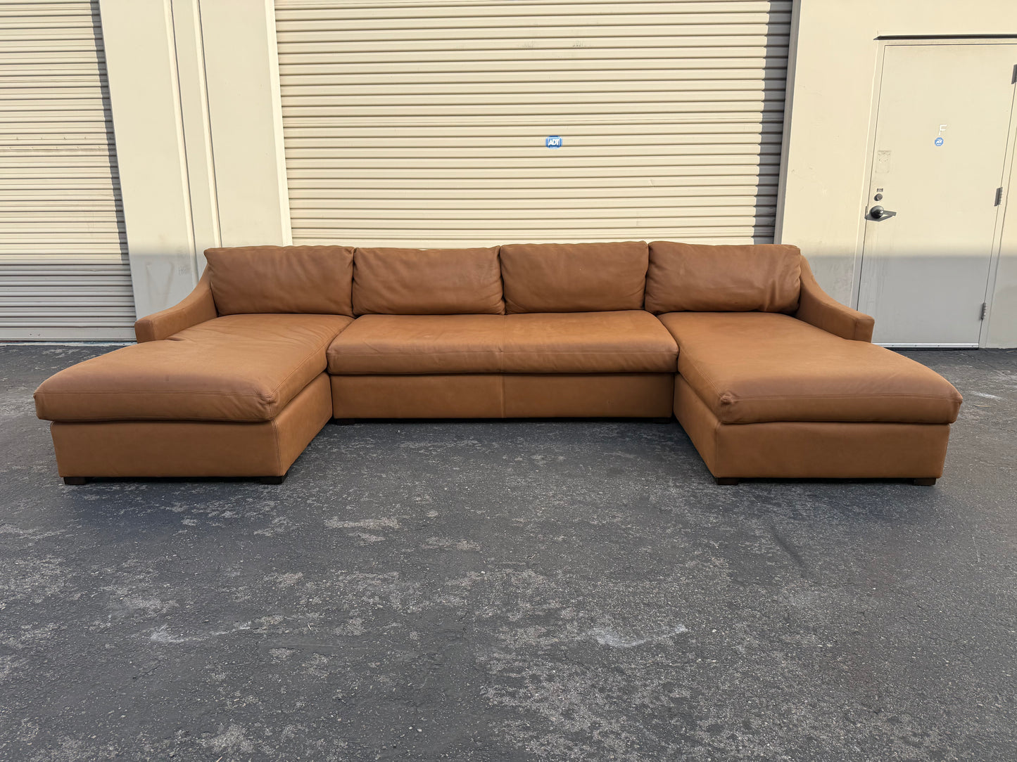 Restoration Hardware Leather Slope Arm