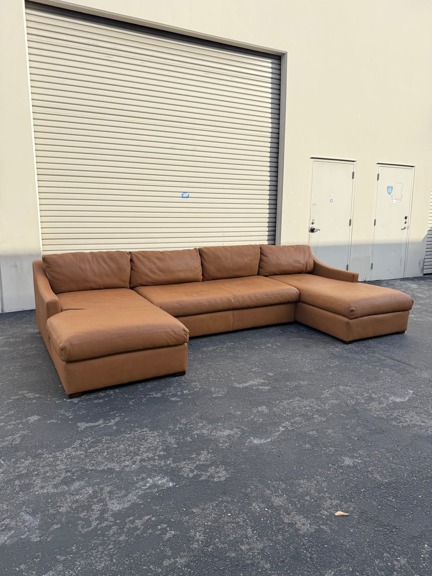 Restoration Hardware Leather Slope Arm