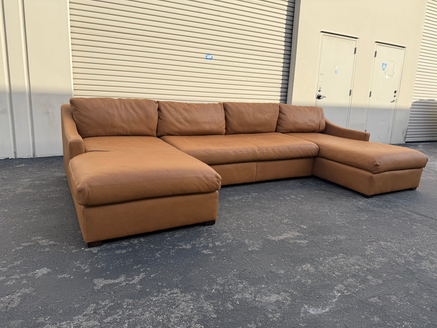 Restoration Hardware Leather Slope Arm