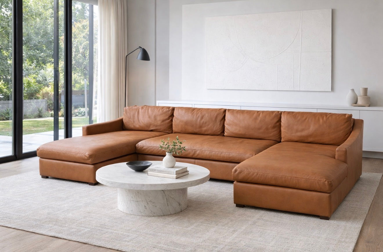 Restoration Hardware Leather Slope Arm