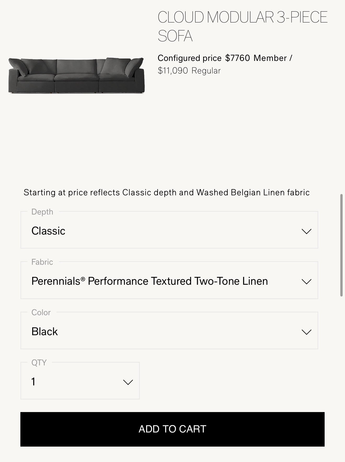 Restoration Hardware Cloud Modular Couch