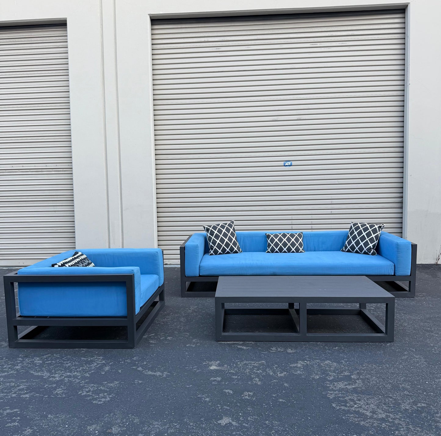 Restoration Hardware Aviara Aluminum Outdoor Sofa, Chair, and Table