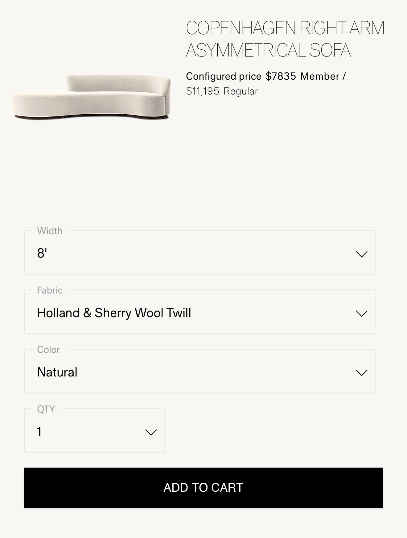 Restoration Hardware Asymmetric Sofa